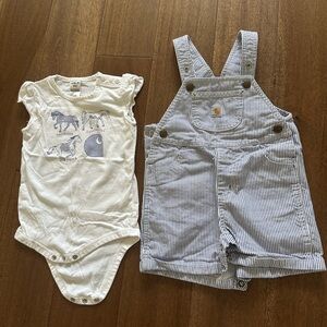 Carhartt White and Blue Overall & Bodysuit  - Matching Set